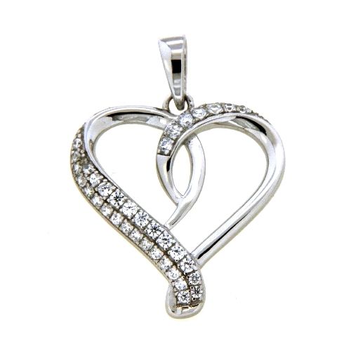 Herzanhänger Silber 925 rhodiniert Zirkonia