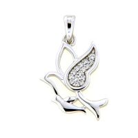 Anhänger Silber 925 rhodiniert Taube 
