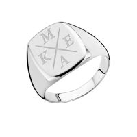 Names4ever Siegelring Silber 925 Herren rechteckig mit Initialien ZZR5030