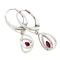 Ohrpendel Silber 925 rhodiniert Zirkonia und synthetischer Rubin