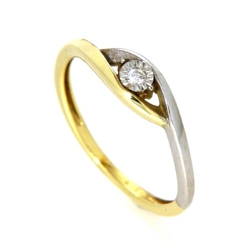 Ring Gold 585 bicolor Weite 54 Gelbgold/Weißgold zweiteilig Brillant 0,03 ct. WSI