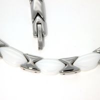 Kette Edelstahl Keramik weiß 48 cm