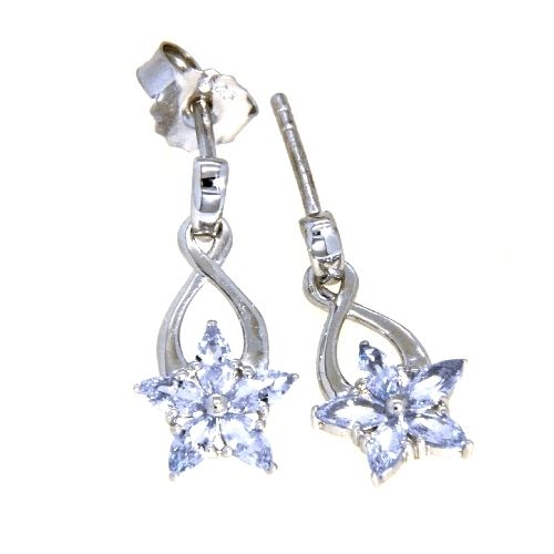 Ohrpendel Silber 925 rhodiniert synthetischer hellblauer Spinell