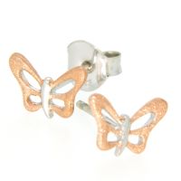 Ohrstecker Silber 925 rhodiniert & rosé vergoldet Schmetterling 
