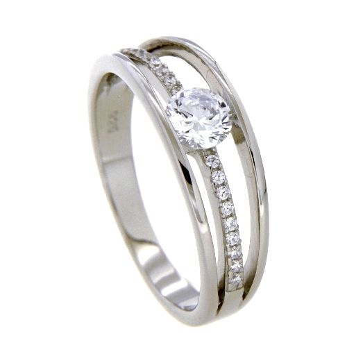 Ring Silber 925 rhodiniert Zirkonia Weite 58