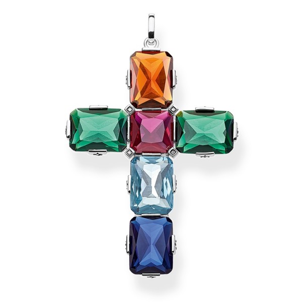 Thomas Sabo Anhänger farbiges Kreuz PE858-318-7