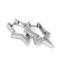 Scharniercreolen Silber 925 rhodiniert Sternform Zirkonia