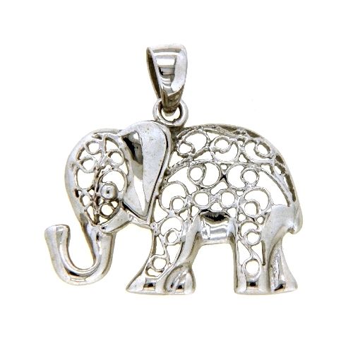 Anhänger Silber 925 rhodiniert Elefant