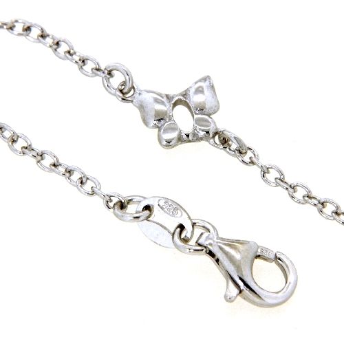 Fußkette Silber 925 rhodiniert 23 cm + 2 cm Schmetterlinge