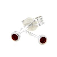 Ohrstecker Silber 925 Glas rot 2mm