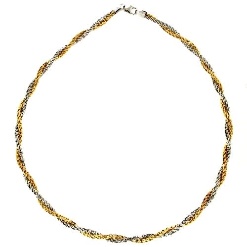 Collier Silber 925 rhodiniert &amp; vergoldet 45 cm