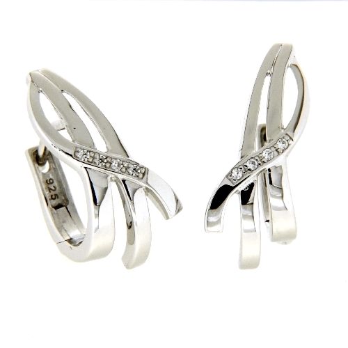 Scharniercreolen Silber 925 rhodiniert Zirkonia