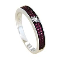 Ring Silber 925 rhodiniert Weite 58 Zirkonia roter Korund