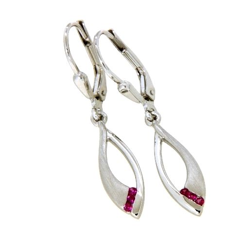 Ohrpendel Silber 925 rhodiniert Zirkonia rot