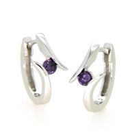 Scharniercreolen Silber 925 rhodiniert Zirkonia -amethyst