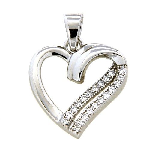 Herzanhänger Silber 925 rhodiniert Zirkonia