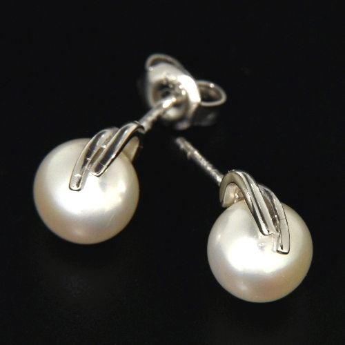 Ohrstecker Silber 925 rhodiniert Süßwasserperle 7-7,5 mm