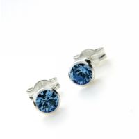 Ohrstecker Silber 925 Glas hellblau 4mm
