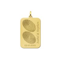 Names4ever Anhänger Gold 585 Dogtag mit 2 Fingerabdrücken und Text