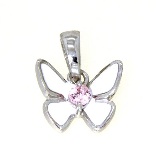 Anhänger Silber 925 rhodiniert Schmetterling weiß lackiert