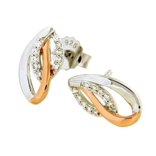 Ohrstecker Silber 925 rhodiniert &amp; rosé vergoldet Zirkonia