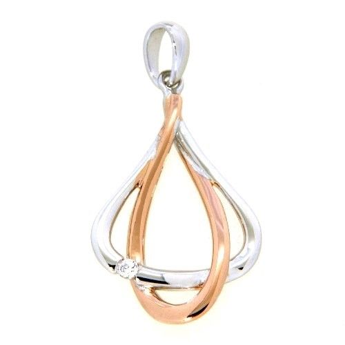 Anhänger Silber 925 rhodiniert &amp; rosé vergoldet Zirkonia