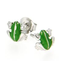 Ohrstecker Silber 925 rhodinert Frösche 