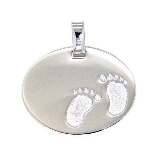 Gravurplatte Silber 925 rhodiniert Babyfüßchen 20,6mm x 16,5mm