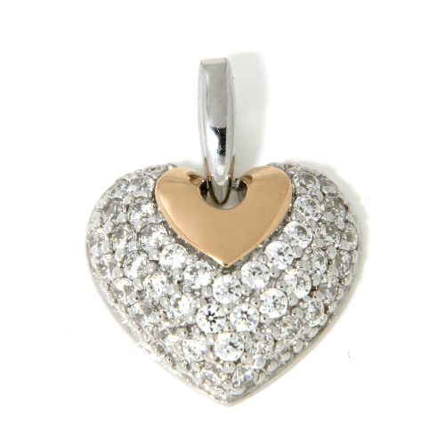 Herzanhänger Silber 925 rhodiniert &amp; rosé vergoldet