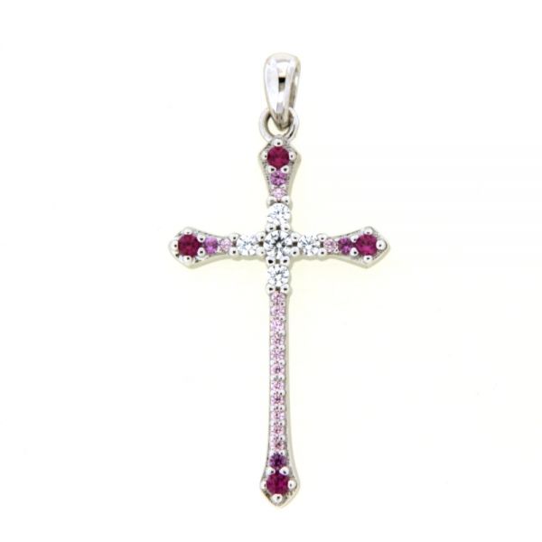 Kreuzanhänger Silber 925 rhodiniert 17 mm x 28 mm