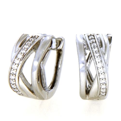 Scharniercreolen Silber 925 rhodiniert Zirkonia