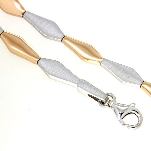 Armband Silber 925 rhodiniert und rosé vergoldet 19 cm