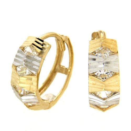 Scharniercreolen Gold 333 bicolor Zirkonia