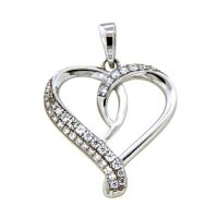 Herzanhänger Silber 925 rhodiniert Zirkonia