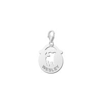 Names4ever Charm Silber 925 rund Hündchen mit Namen ZNDB016