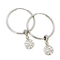 Drahtcreolen Silber 925 rhodiniert 1,5mm x 23mm Lebensbaum 