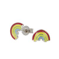 Ohrstecker Silber 925 rhodiniert Regenbogen bunt lackiert 