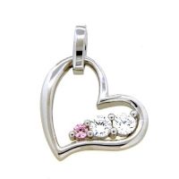Herzanhänger Silber 925 rhodiniert Zirkonia und pinkfarbener Zirkonia