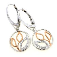 Ohrpendel Silber 925 rhodiniert & rosé vergoldet Zirkonia 