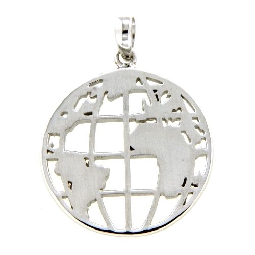 Anhänger Silber 925 rhodiniert Weltkarte