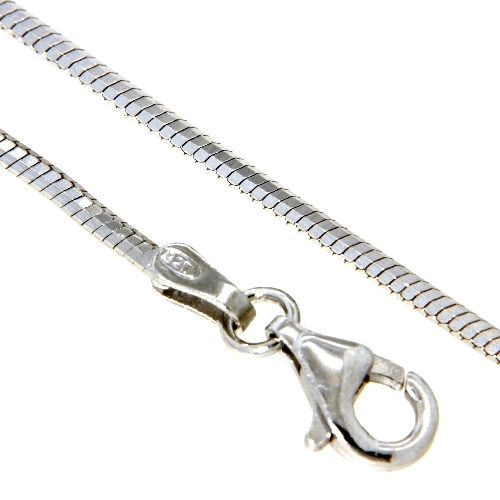 Schlangenkette Silber 925 rhodiniert 1,3mm 8-kantig 50 cm