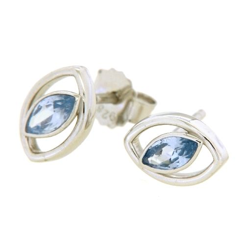 Ohrstecker Silber 925 rhodiniert synthetischer blauer Spinell