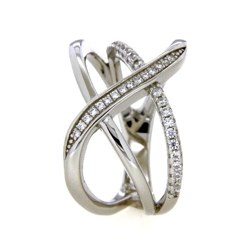 Ring Silber 925 rhodiniert Zirkonia Weite 54