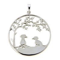 Anhänger Silber 925 rhodiniert Tiere unterm Baum 