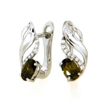 Scharniercreolen Silber 925 rhodiniert Zirkonia und Zirkonia olivgrün