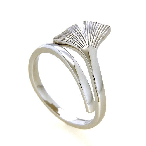 Ring Silber 925 rhodiniert Ginkgo Weite 54