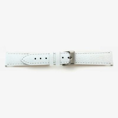 Uhrarmband Leder 18mm extralang (XL) weiß Edelstahlschließe