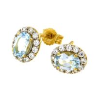 Ohrstecker Gold 333 Zirkonia und Blautopas