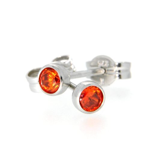 Ohrstecker Silber 925 Glas orange 3mm
