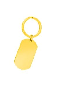 Schlüsselanhänger mit Fotogravur Stahl PVD gelb 23 x 40 mm